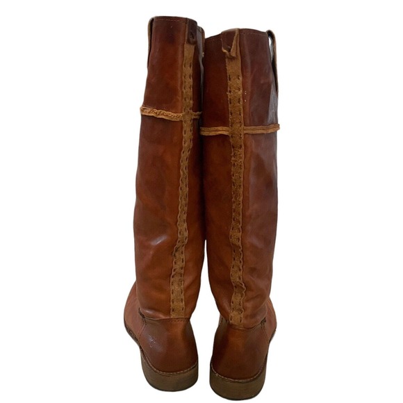 Frye Shirley Artisan Tall Riding Boots Brown Leather Pull On - Picture 4 of 15